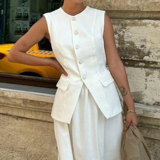 Hesaco Two Piece Sets for Women Summer Vest and Skirt Set Women Blazer Crop Vest and Maxi Skirt Sets Formal Matching Suits