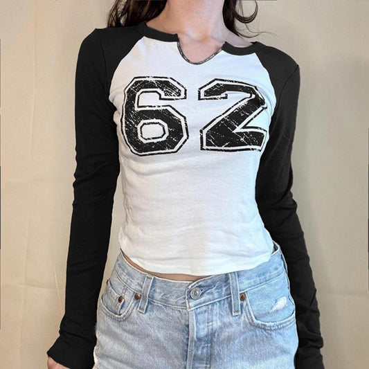 Hesaco Jersey Shirts for Women Jersey Top Number Shirts for Women Jersey Crop Top Jerseys Y2k Streetwear Long Sleeve Shirts