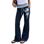 HESACO Sweatpants Y2K Flare Pants Streetwear | Color: Navy Blue | Image 1