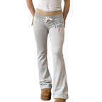 HESACO Sweatpants Y2K Flare Pants Streetwear | Color: Gray | Image 1