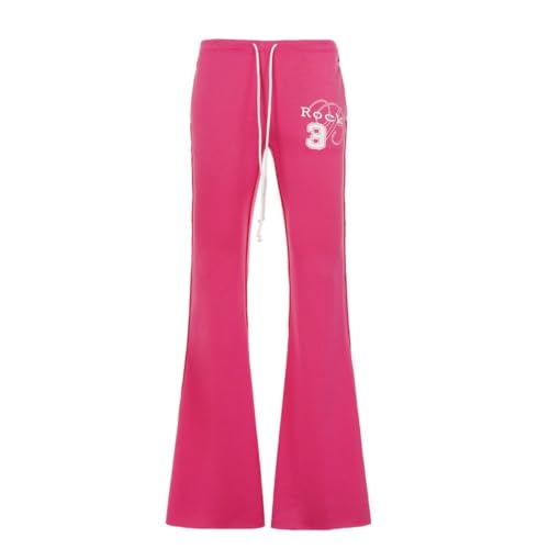HESACO Sweatpants Y2K Flare Pants Streetwear | Color: Pink | Image 2