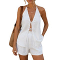 Hesaco Linen Set for Women - 2 Piece Suits Set Tie Front Top Linen Vest Going Out Tops