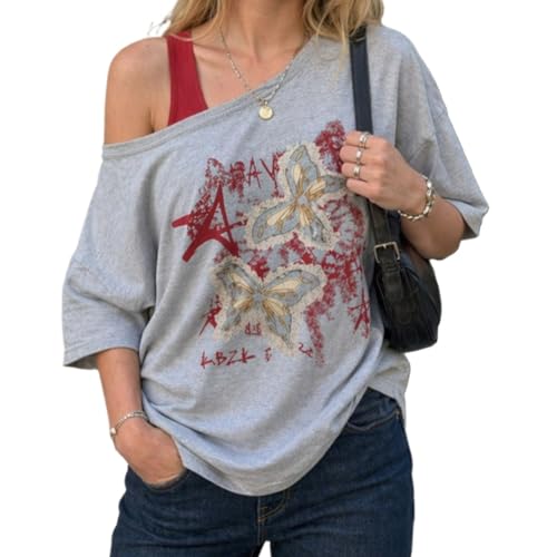 Off The Shoulder Cute Shirts Lip Print Tops