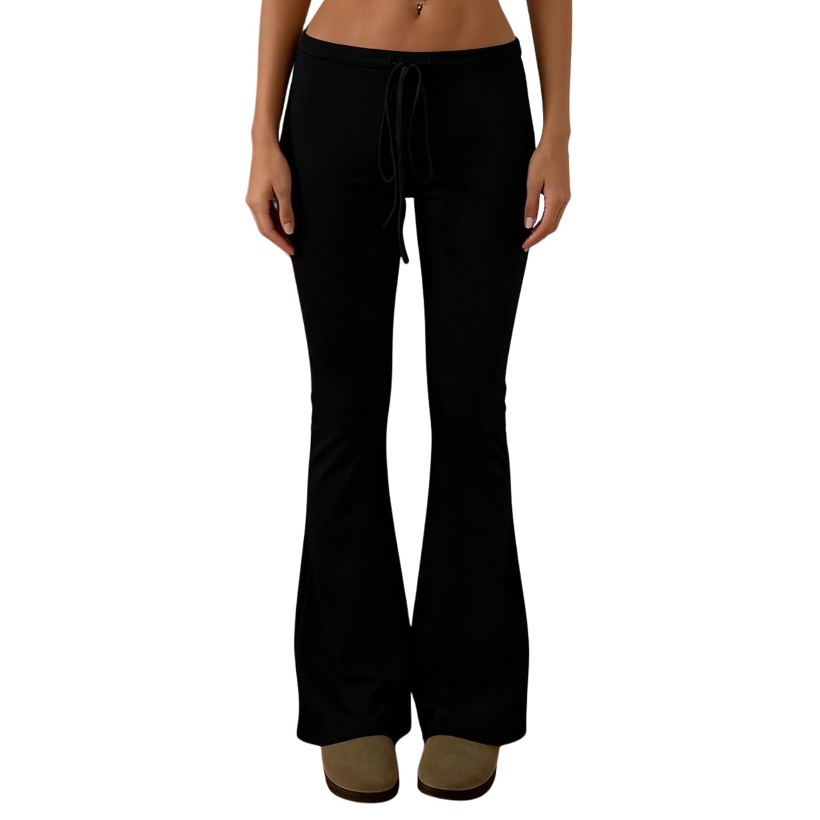 HESACO Sweatpants Y2K Flare Pants Streetwear | Color: Black | Image 2