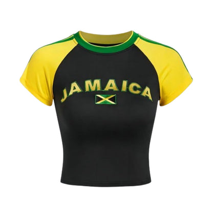 Hesaco Brazil Baby Tees Vintage Baby Tees for Women Brazil Shirt Y2k Tops Mexico Crop Top Jersey 2000s Summer Going Out Tops