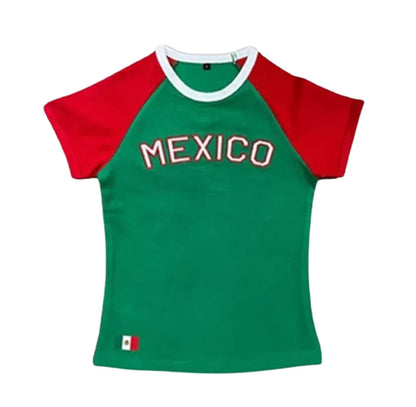 Hesaco Brazil Baby Tees Vintage Baby Tees for Women Brazil Shirt Y2k Tops Mexico Crop Top Jersey 2000s Summer Going Out Tops