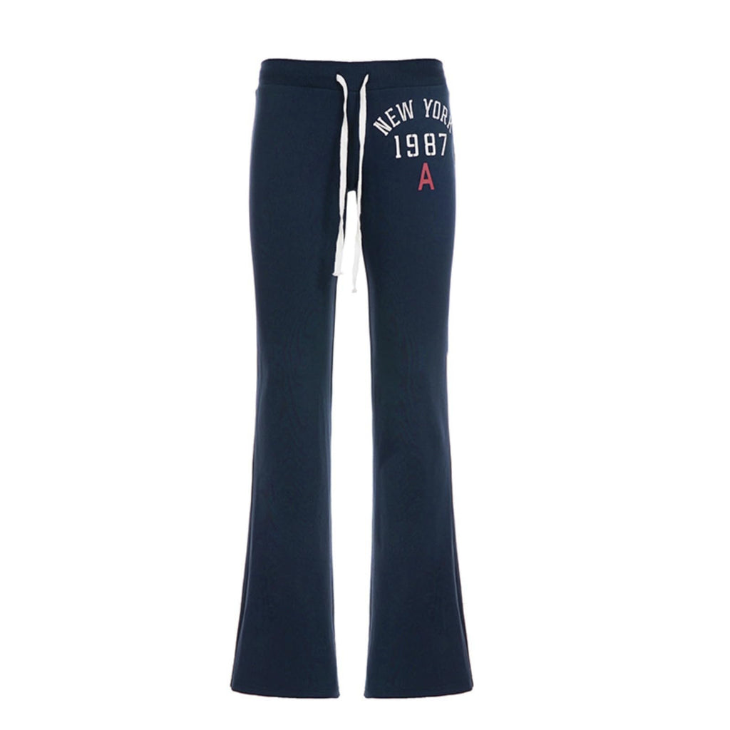 HESACO Sweatpants Y2K Flare Pants Streetwear | Color: Dark Blue | Image 6