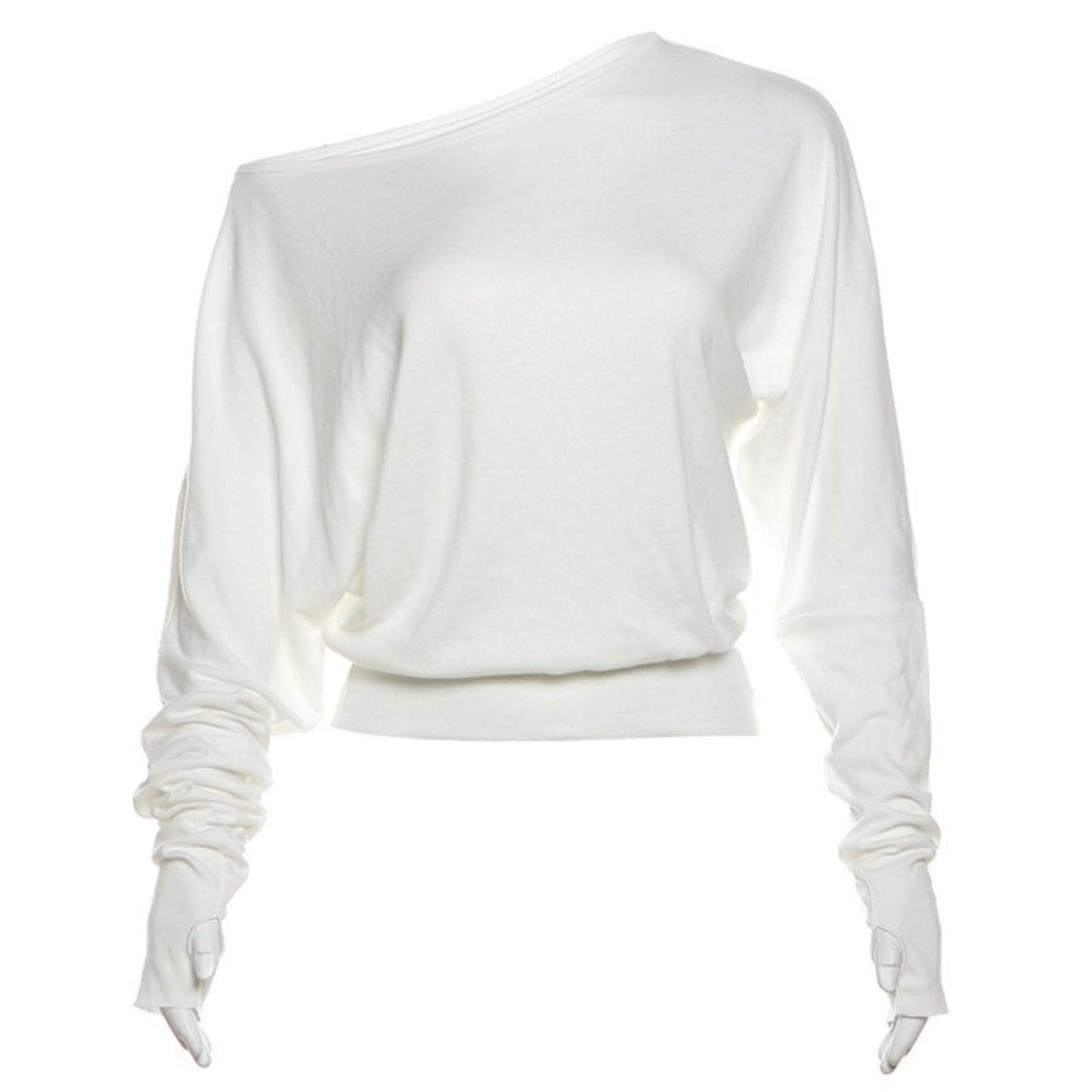 Hesaco Off The Shoulder Tops for Women - Boat Neck Loose Casual Long Sleeve T Shirt Oversized Top Y2k Streetwear Dance Top