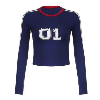 Hesaco Jersey Shirts for Women Jersey Top Number Shirts Jersey Crop Top Jerseys Y2k Number Top Long Sleeve Streetwear