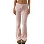 HESACO Sweatpants Y2K Flare Pants Streetwear | Color: Pink | Image 3