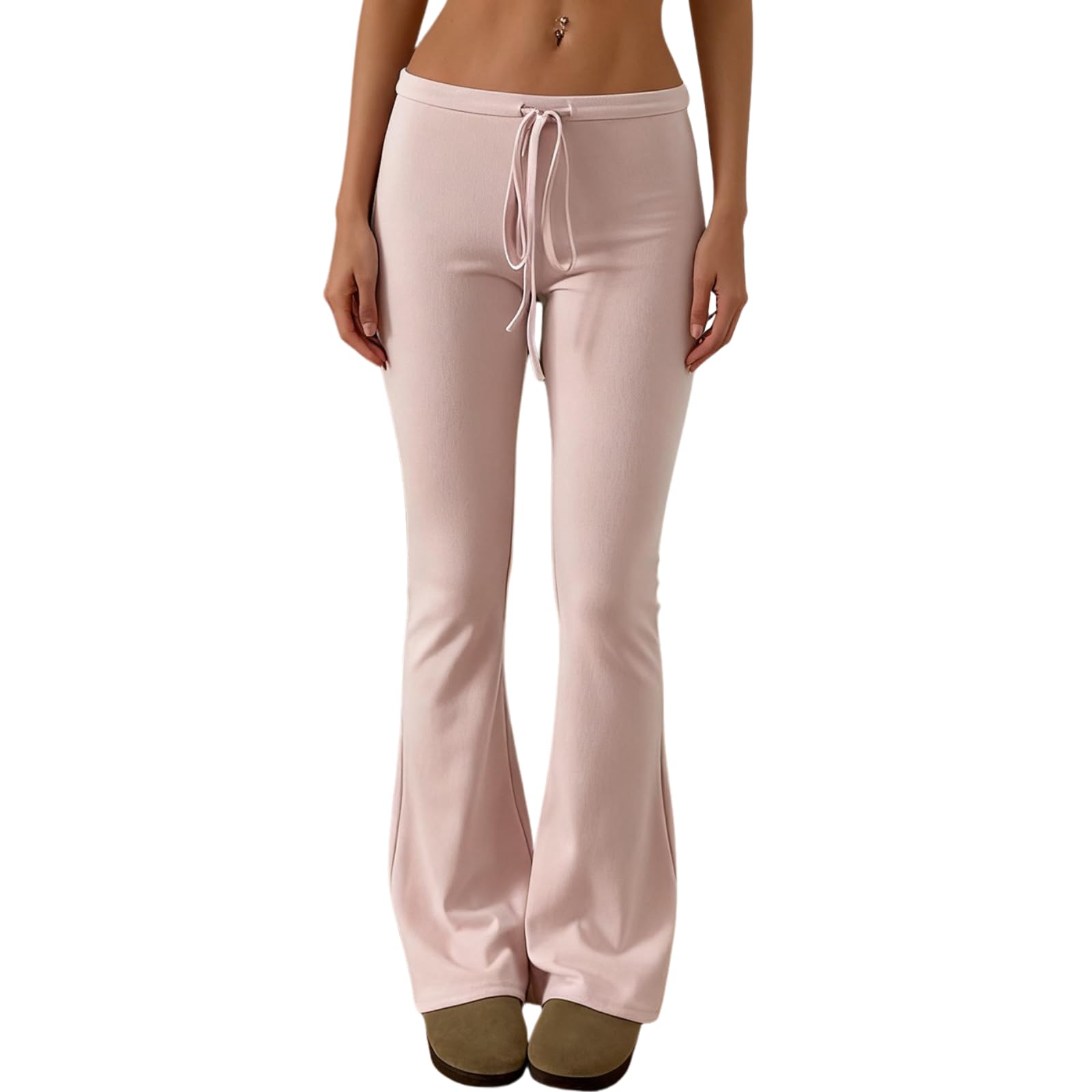 HESACO Sweatpants Y2K Flare Pants Streetwear | Color: Pink | Image 3