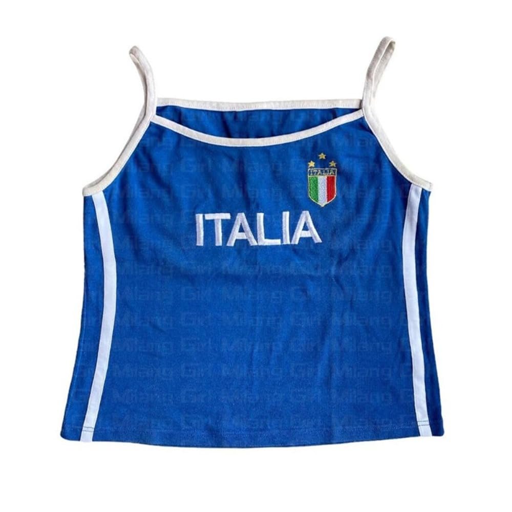 Hesaco Y2K Graphic Tees Camisole for Women - Italy Baby Tees Grunge Sexy Cropped Tank Tops