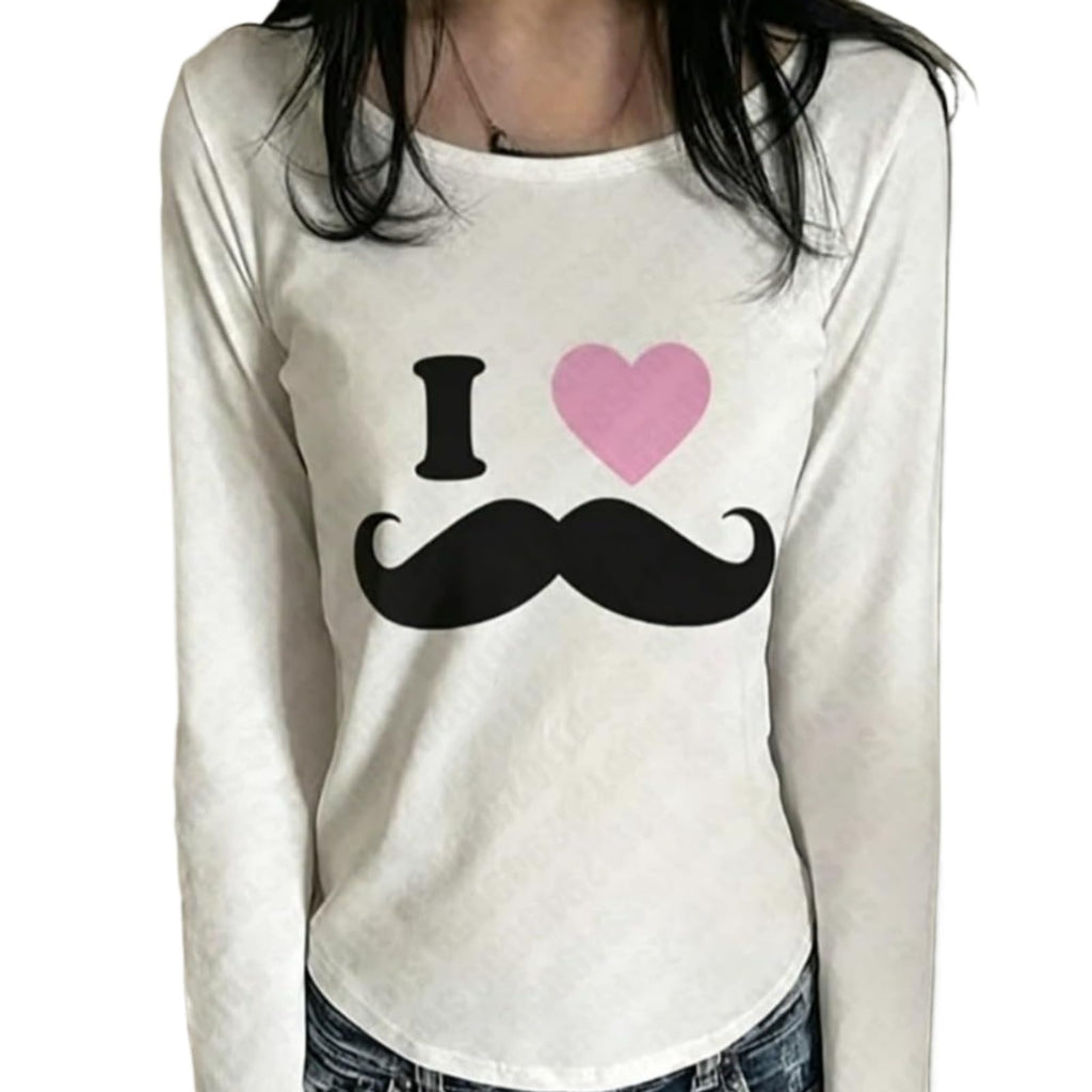 Hesaco Graphic T Shirts for Women Y2k Kawaii Tee Long Sleeve Emo Tops Teen Girls 2000s Clothes Harajuku Cute Fairy Tops