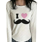 Hesaco Graphic T Shirts for Women Y2k Kawaii Tee Long Sleeve Emo Tops Teen Girls 2000s Clothes Harajuku Cute Fairy Tops