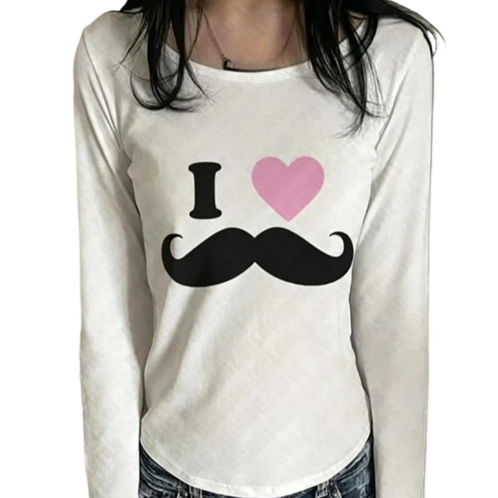 Hesaco Graphic T Shirts for Women Y2k Kawaii Tee Long Sleeve Emo Tops Teen Girls 2000s Clothes Harajuku Cute Fairy Tops