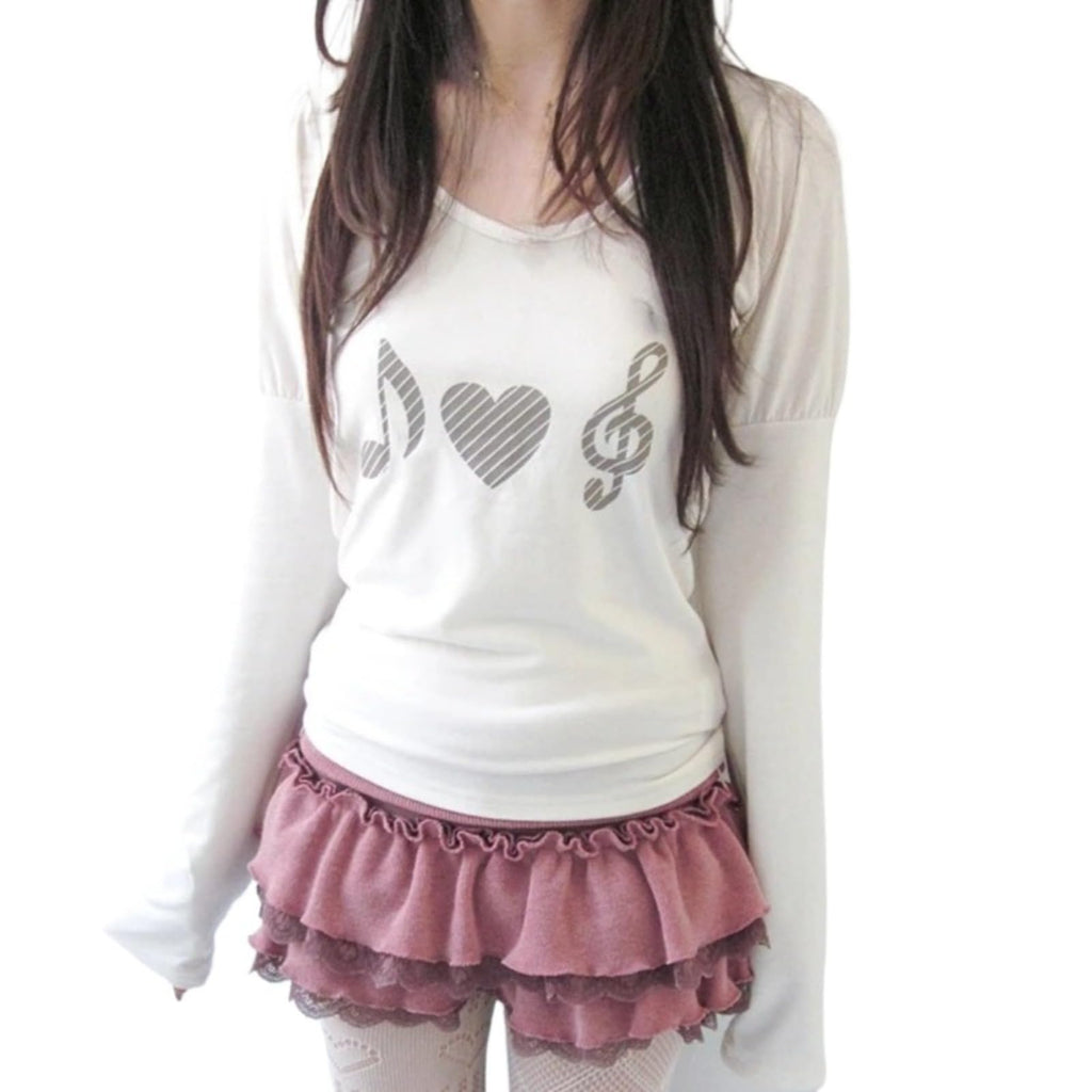 Hesaco Graphic T Shirts for Women Y2k Kawaii Tee Long Sleeve Emo Tops Teen Girls 2000s Clothes Harajuku Cute Fairy Tops