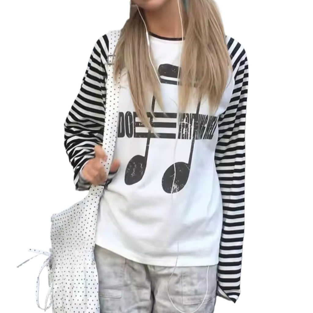 Hesaco Graphic T Shirts for Women Y2k Kawaii Tee Long Sleeve Emo Tops Teen Girls 2000s Clothes Harajuku Cute Fairy Tops