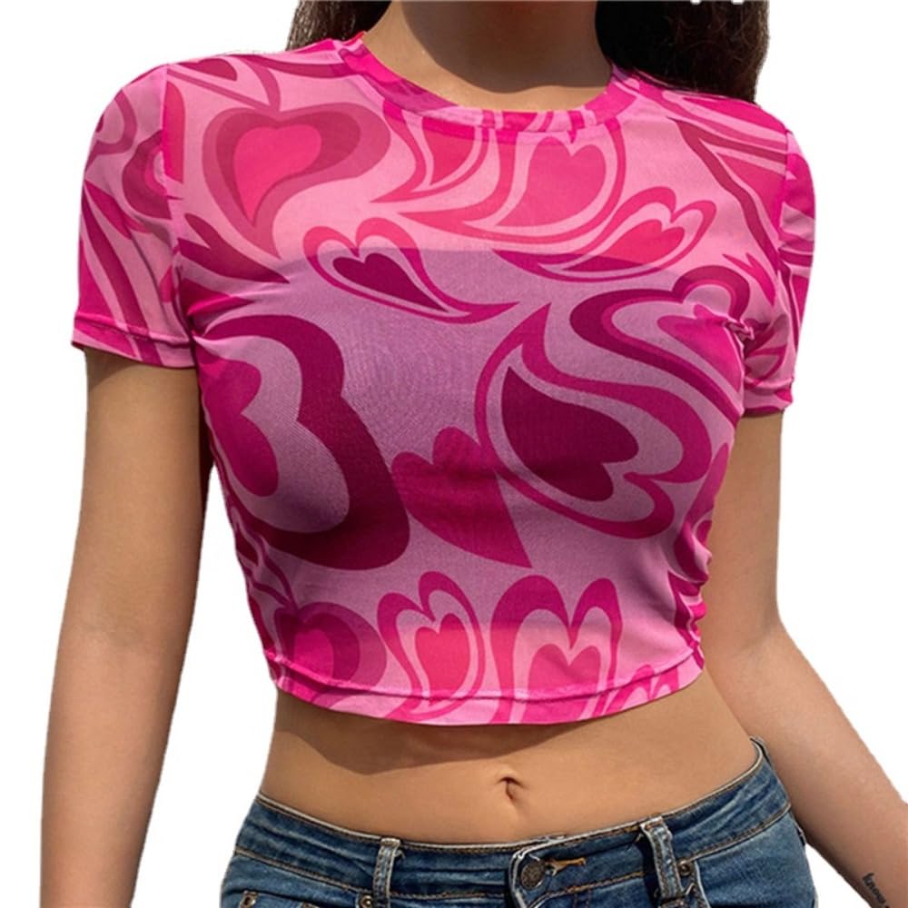 Hesaco Y2K Graphic Tees for Women - Baby Tees Grunge Sexy Cropped Tops