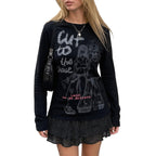 Hesaco Graphic T Shirts for Women Y2k Kawaii Tee Long Sleeve Emo Tops Teen Girls 2000s Clothes Harajuku Cute Fairy Tops