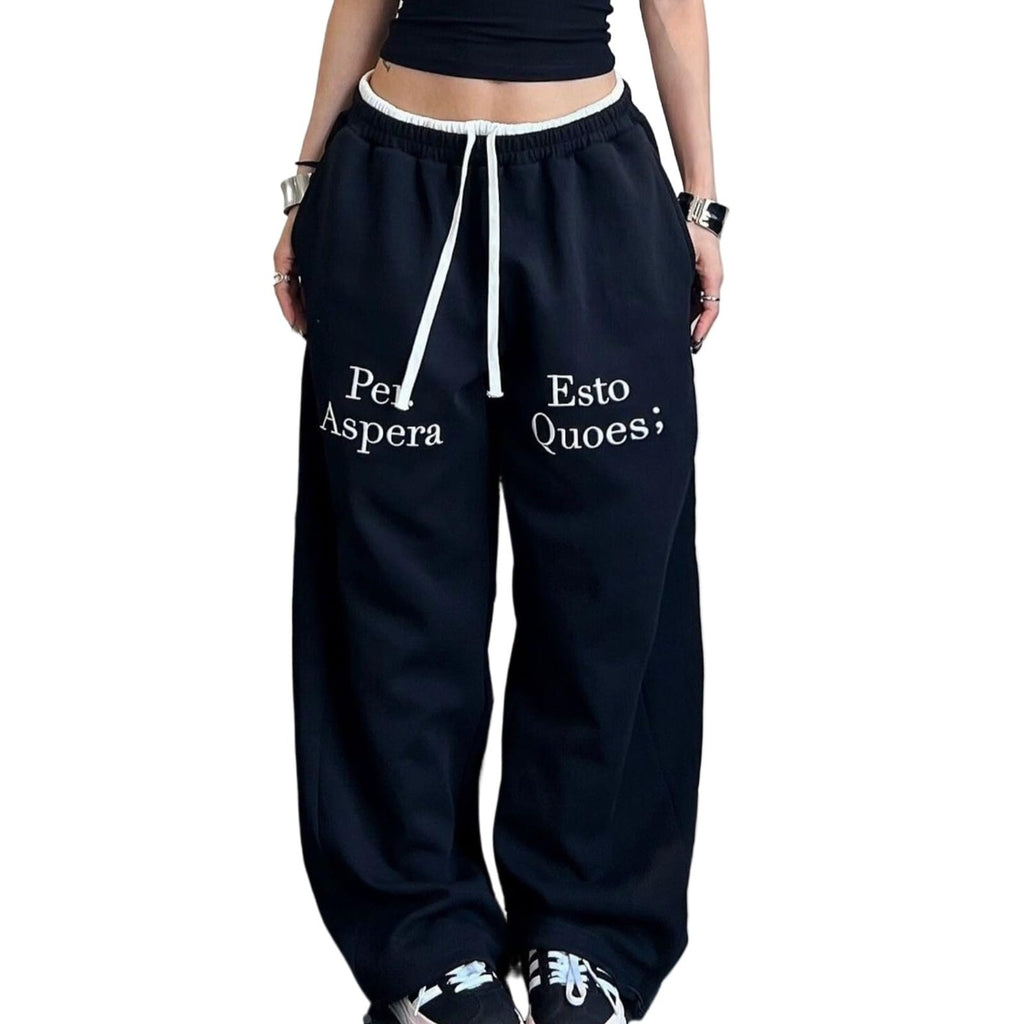 HESACO Sweatpants Y2K Flare Pants Streetwear | Color: Dark Blue | Image 1