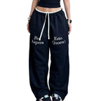 HESACO Sweatpants Y2K Flare Pants Streetwear | Color: Dark Blue | Image 1