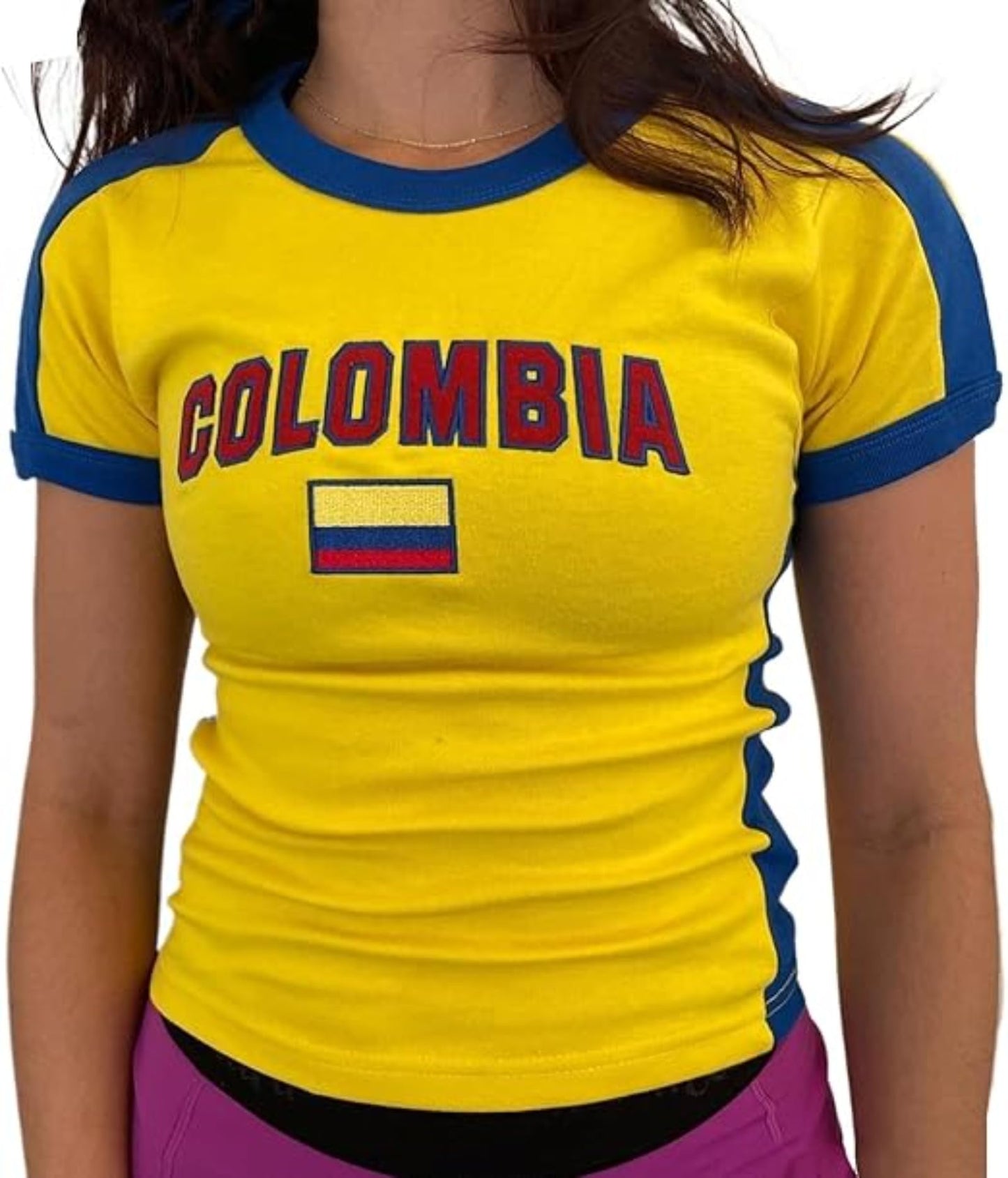 Hesaco Brazil Baby Tees Vintage Baby Tees for Women Brazil Shirt Y2k Tops Mexico Crop Top Jersey 2000s Summer Going Out Tops
