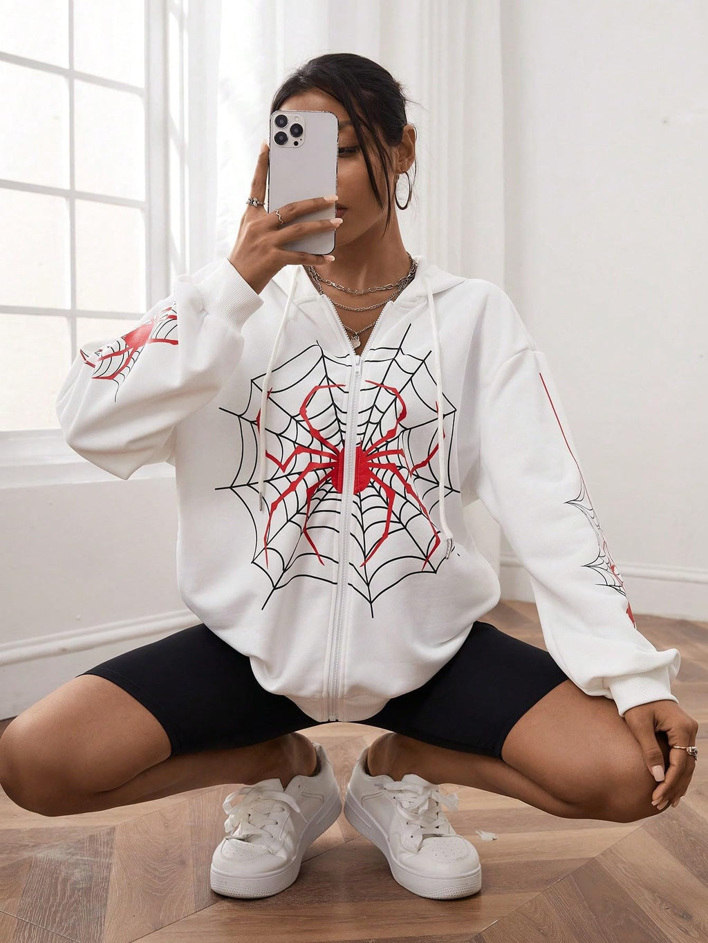 Hesaco Vintage Y2K Unisex Spider Hoodie