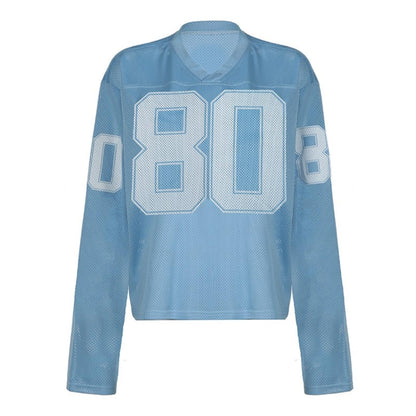 Hesaco Jersey Shirts for Women Oversized Jersey Jersey Top Jerseys Number Shirts for Women Y2k Streetwear Long Sleeve Shirts