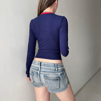 Hesaco Jersey Shirts for Women Jersey Top Number Shirts Jersey Crop Top Jerseys Y2k Number Top Long Sleeve Streetwear