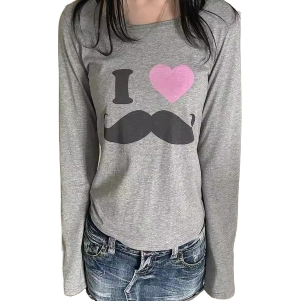 Hesaco Graphic T Shirts for Women Y2k Kawaii Tee Long Sleeve Emo Tops Teen Girls 2000s Clothes Harajuku Cute Fairy Tops