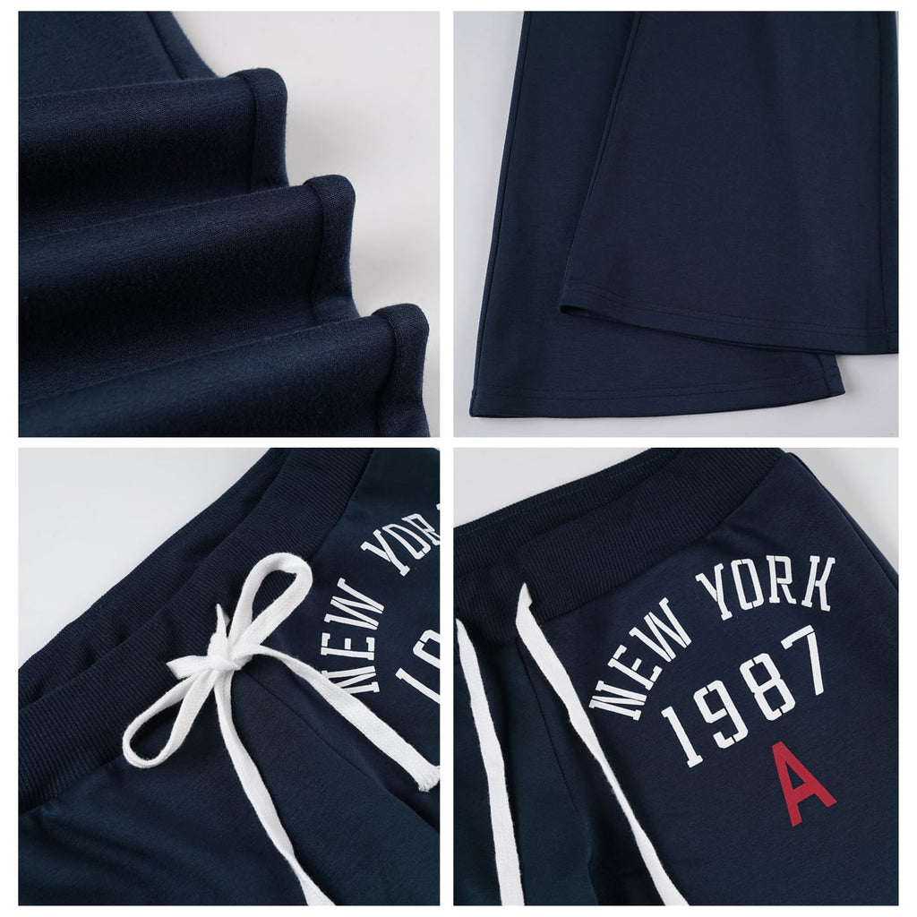 HESACO Sweatpants Y2K Flare Pants Streetwear | Color: Dark Blue | Image 7