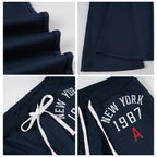 HESACO Sweatpants Y2K Flare Pants Streetwear | Color: Dark Blue | Image 7