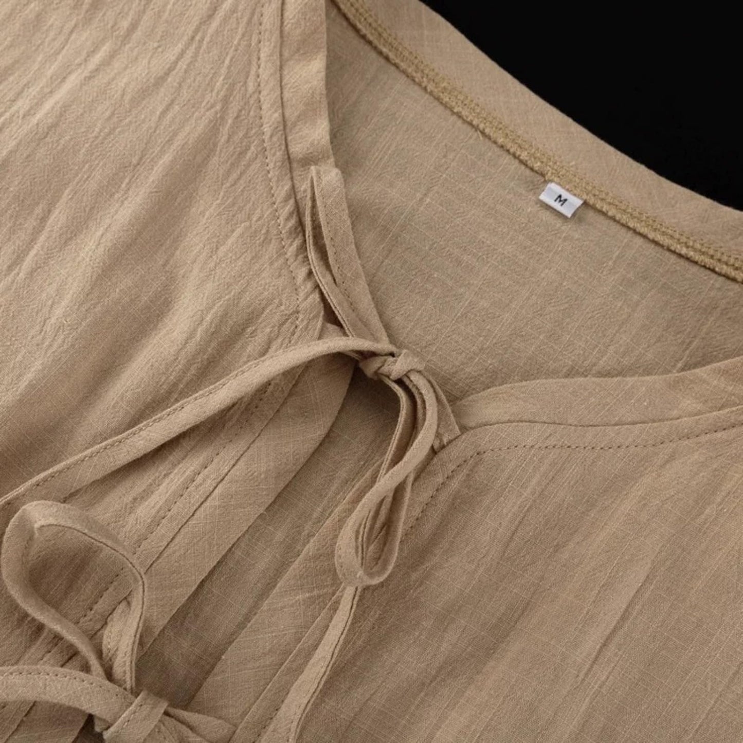 Hesaco Linen Set for Women - 2 Piece Outfits Long Sleeve Tie Front Tops Linen Skirt Linen Tops for Women Going Out Tops
