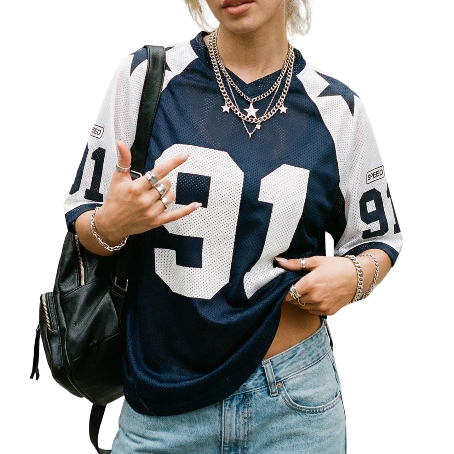 Hesaco Womens Graphic Tees - Oversized Jersey Summer Top Jersey Top Coquette Clothes Y2k Streetwear Short Sleeve Shirts