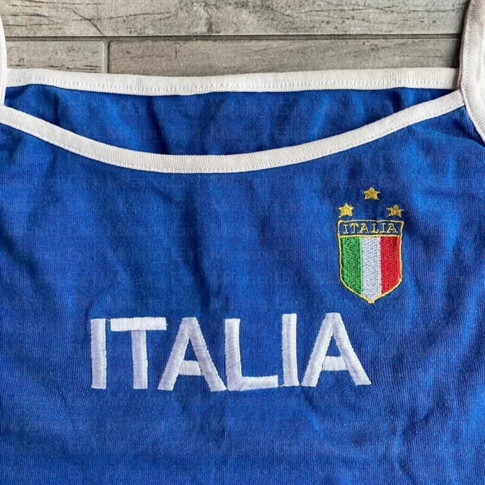 Hesaco Y2K Graphic Tees Camisole for Women - Italy Baby Tees Grunge Sexy Cropped Tank Tops