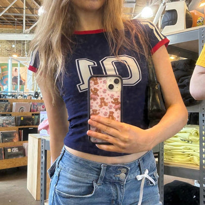 Hesaco Brazil Baby Tees Vintage Baby Tees for Women Brazil Shirt Y2k Tops Mexico Crop Top Jersey 2000s Summer Going Out Tops