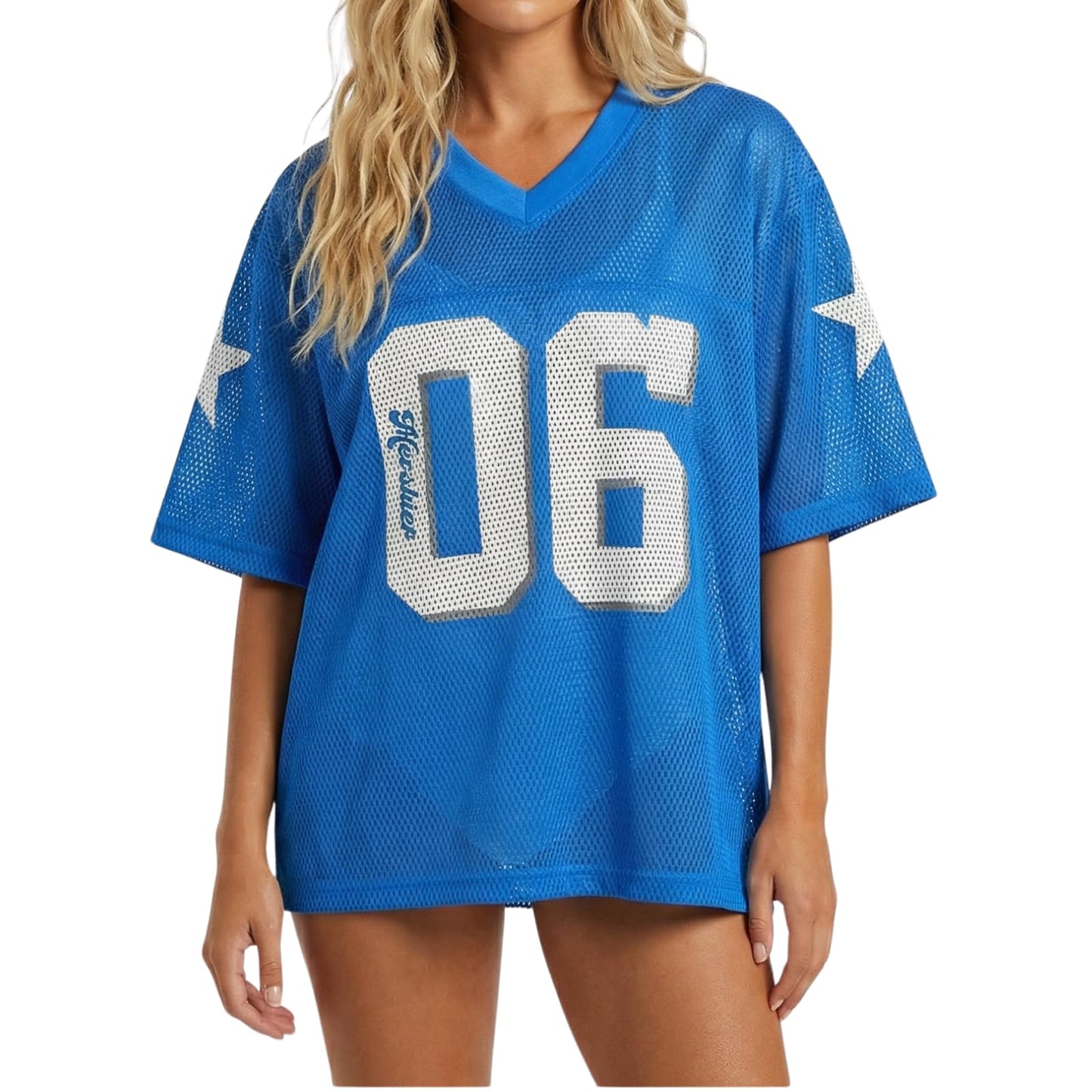 Hesaco Womens Graphic Tees - Oversized Jersey Summer Top Jersey Top Coquette Clothes Y2k Streetwear Short Sleeve Shirts