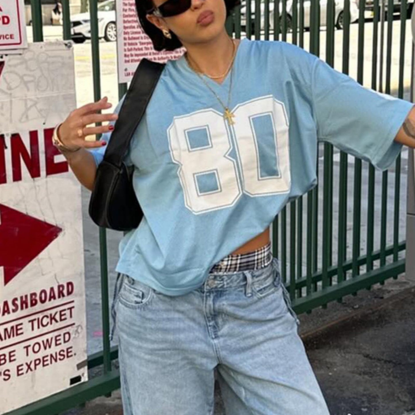 Hesaco Womens Graphic Tees - Oversized Jersey Summer Top Jersey Top Coquette Clothes Y2k Streetwear Short Sleeve Shirts