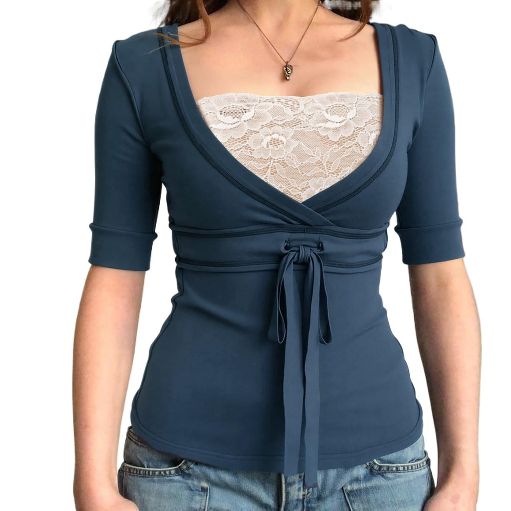 Hesaco Short Sleeve Tops for Women Y2K Tees Casual Slim Fit T-Shirt Streewear