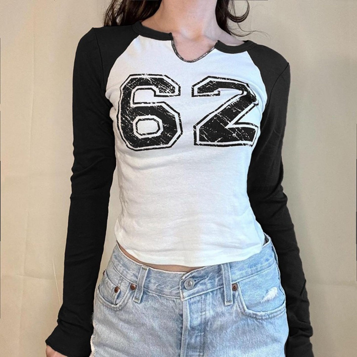 Hesaco Jersey Shirts for Women Jersey Top Number Shirts for Women Jersey Crop Top Jerseys Y2k Streetwear Long Sleeve Shirts