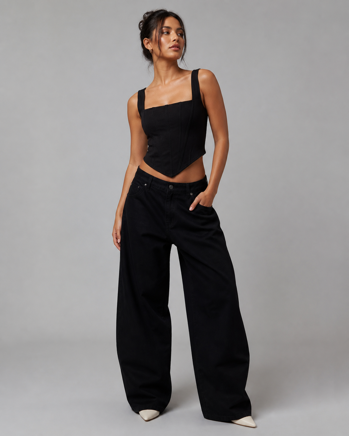 Nova structured corset tank in Ink