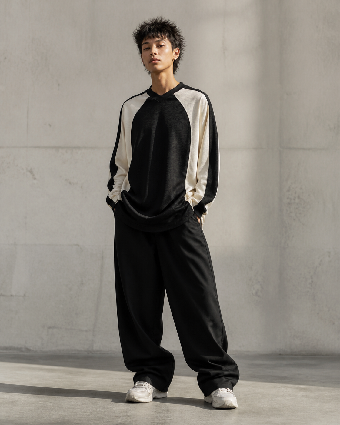 Westline oversized jersey in Ink and Bone